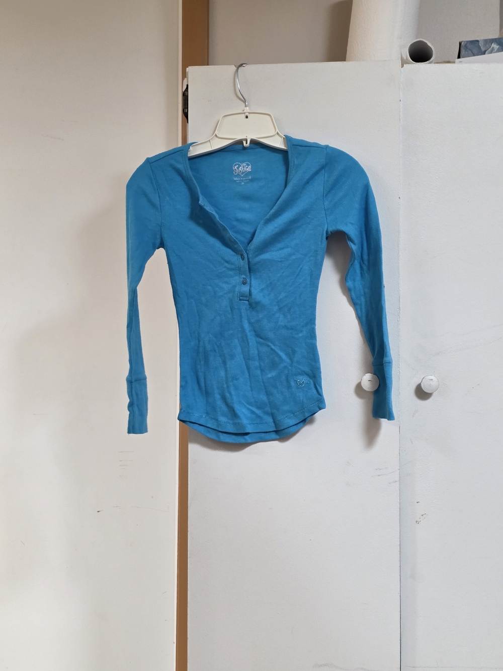 Justice Turquoise Long-Sleeve Henley Tee